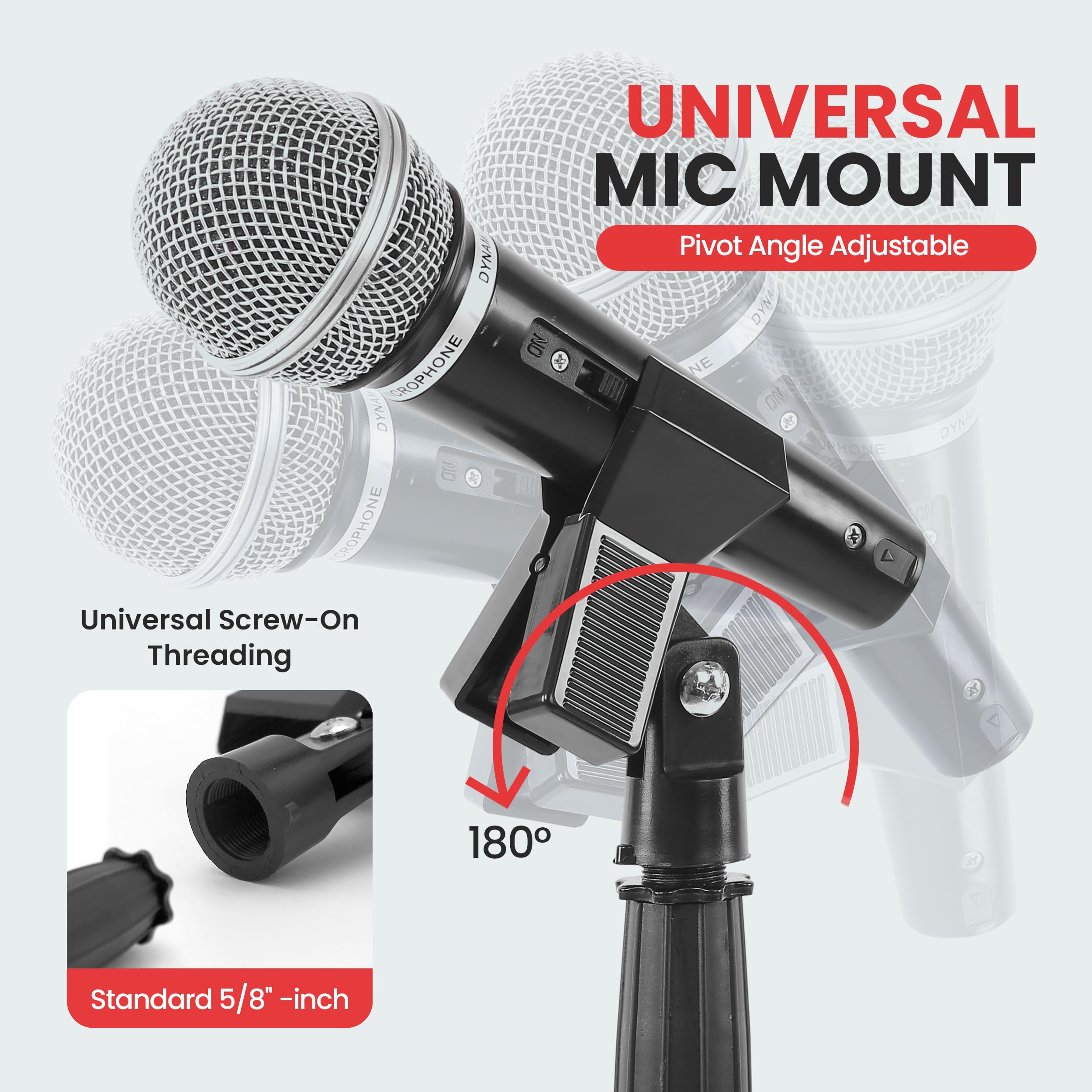 PYLE-PRO Microphone Stand - Universal Mic Mount with Heavy Compact Base, Height Adjustable (2.8 - 5 ft.) - PMKS5